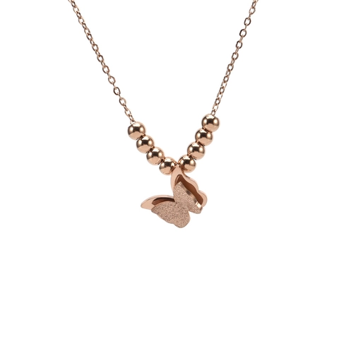 Collana Con Pendente A Farfalla 3D Acciaio Inossidabile Oro Rosa Catena Box Gioielli Di Moda Per Donna Elegante
