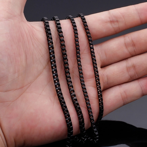 Schwarze Box Kette Halskette Edelstahl Titan Stahl Glied Ohne Anhänger Minimalistische Schlüsselbeinkette Für Herren Damen