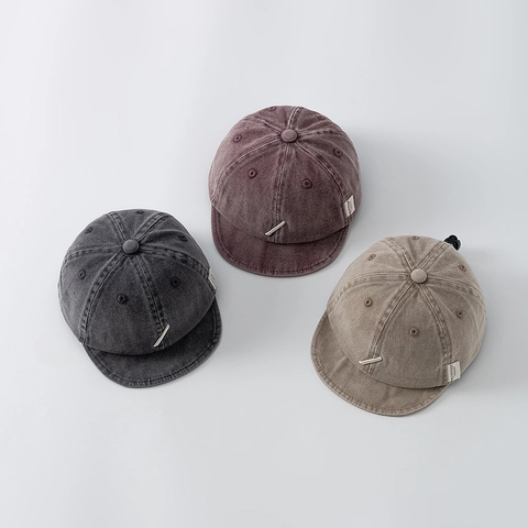 Baby Baseball Cap Soft Short Brim Washed Cotton Corduroy Embroidered Sun Hat Vintage Style For Toddlers Outdoor