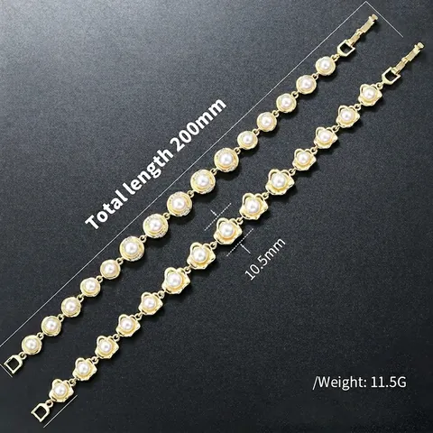 Bracciale Elegante Con Künstliche Perle E Fiori Ottone Vintage Design A Sfera Gioielli Da Donna