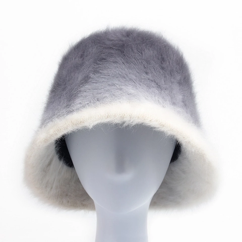 Cappello Alla Pescatora Sfumato Da Donna In Pelliccia Di Coniglio Spesso Caldo Inverno Peluche Antivento Regolabile