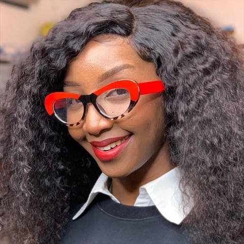 Retro Katzenaugen Brille Damen Übergroß PC Patchwork Schmetterling Dekorative Mode Brille Klare Gläser