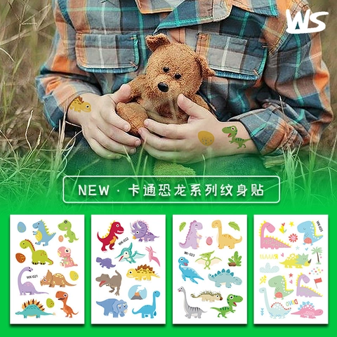 Waterproof Dinosaur Temporary Tattoo Stickers For Kids Cute Cartoon Animal Body Art T-Rex Party Favors For Boys