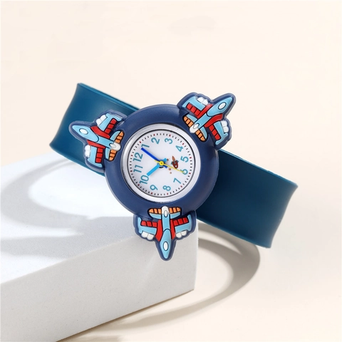 Orologio Slap Per Bambini Cartone Animato Cinturino In Silicone Quarzo Analogico Spaziale Razzo Aereo Per Ragazzi Ragazze Regalo