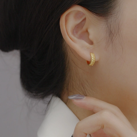 925 Sterling Silver Twisted Rope Hoop Earrings For Women Minimalist Braided Textured Huggie Ear Buckle Metal Style