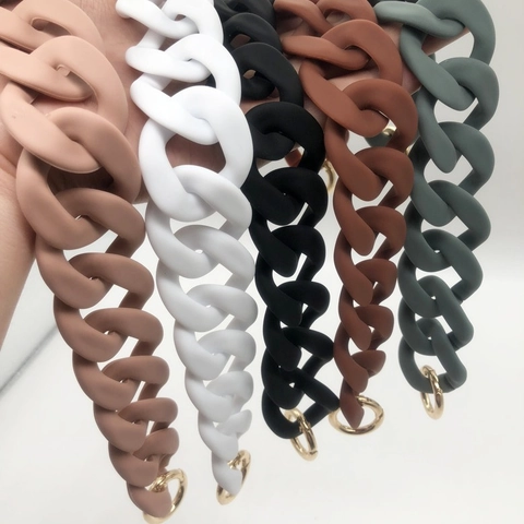 Chunky Bag Chain Strap Matte Acrylic Resin Handbag Shoulder Belt Replacement With Golden Metal Rings Detachable Frosted Accessory