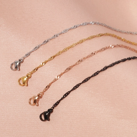 Water Wave Chain Necklace 304 Stainless Steel 18K Gold Plated Twist Singapore Style Fashion Minimalist For Women