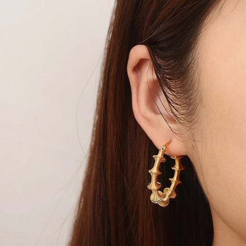 Pendientes De Aro De Acero Inoxidable Con Diseño De Espiral Estilo Minimalista Vintage Joyería Para Mujeres
