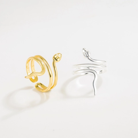 Slang Ring 925 Sterling Zilver Verstelbaar Open Ontwerp Vintage Minimalistische INS Stijl Sieraden Voor Vrouwen Meisjes