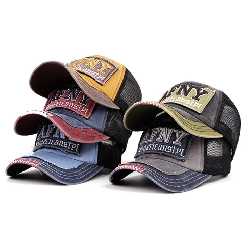 Cappello Trucker In Cotone Lavato Vintage Con Retro In Rete Traspirante Cappellino Da Baseball Regolabile Patchwork Sport Outdoor