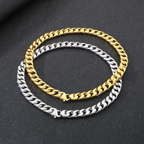 Collana A Catena Cubana Da Uomo Titanio Acciaio Inossidabile Hip Hop Punk Streetwear Catena Lucida Gioielli
