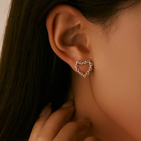 925 Sterlingsilber Herz Kette Ohrstecker Minimalistisch Geometrisch Süßer Cool Stil Schmuck Für Damen Täglich Tragen