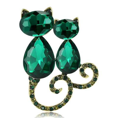 Süße Katzen Brosche Anstecknadel Legierung Mit Facettiertem Kristall Strass Tier Schmuck Für Damen Mode Accessoire