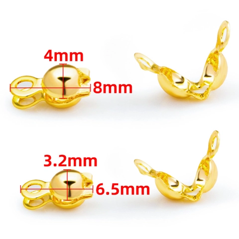 Stainless Steel Crimp Bead Covers 18K Gold Plated Fold Over Cord Ends DIY Jewelry Making Bracelet Necklace Connectors