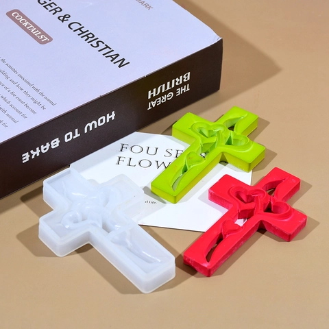 Stampo In Silicone Croce Doppio Cuore DIY Resina Epossidica Artigianato Pendente Decorazione Murale Regalo Romantico