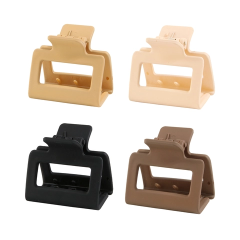 Matte Rectangular Hair Claw Clips Square Plastic Nonslip Hollow Out Fashion Hairpin Styling Accessories For Women Girls Elegant Durable