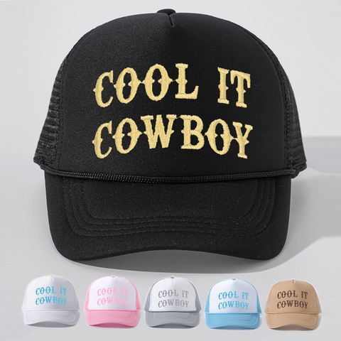 Cappello Trucker Cotone Schiuma Mesh Cool It Cowboy Ricamato Regolabile Berretto Con Visiera Vintage Protezione Solare Traspirante