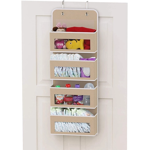 Over The Door Hanging Storage Bag Non Woven Fabric With Clear Windows Organizer For Nursery Bedroom Bathroom Closet Household