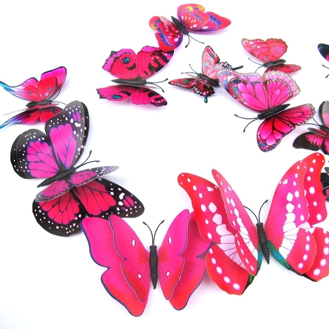 3D Butterfly Wall Stickers Double Layer Wings PVC Magnetic Decorative Home Room Ornaments Vivid Simulation