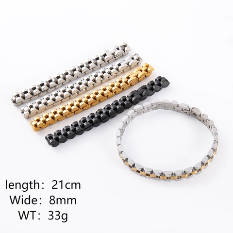 Pulsera De Eslabones De Acero Inoxidable Estilo Correa De Reloj Joyería Minimalista Pulida Para Hombres Mujeres