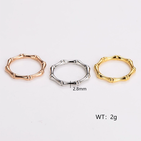 Bamboo Joint Ring 304 Stainless Steel Polished Minimalist Simple Band Jewelry For Women Fashion Commuter