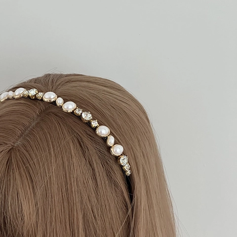 Cerchietto Elegante Con Künstliche Perle E Strass Fascia In Lega Per Donne Ragazze Accessorio Per Capelli Stile Coreano
