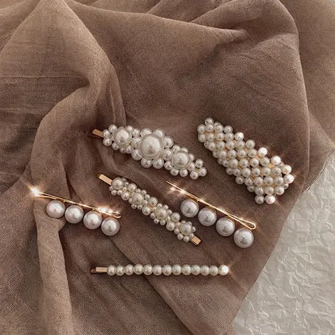 Retro Barok Kunstparel Haarclips Voor Vrouwen Elegante Legering Kunstparel Haarspelden Hoofdtooi Styling Accessoires