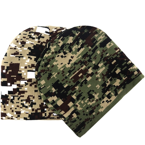 Bonnet En Tricot Camouflage Numérique Chaud Polyester Tactique Hiver Extérieur Skull Cap Couvre-Chef Coupe-Vent