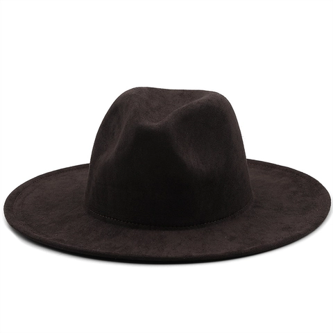 Classic Fedora Hat Suede Felt Wide Brim Vintage Jazz Panama Style For Men Women Solid Color Sun Protection