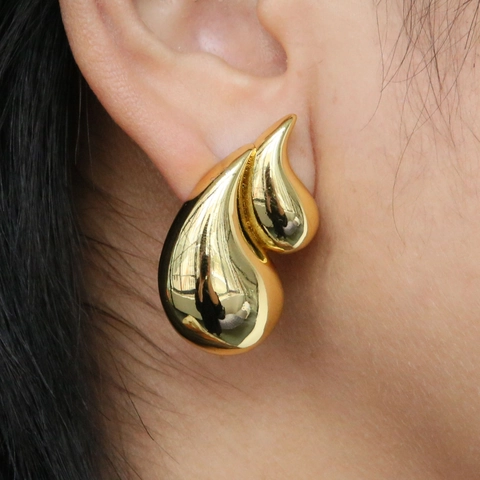 18K Vergoldete Messing Doppel Tropfenohrringe Geometrische Glatte Wassertropfen Ohrstecker Für Damen Minimalistischer Modeschmuck