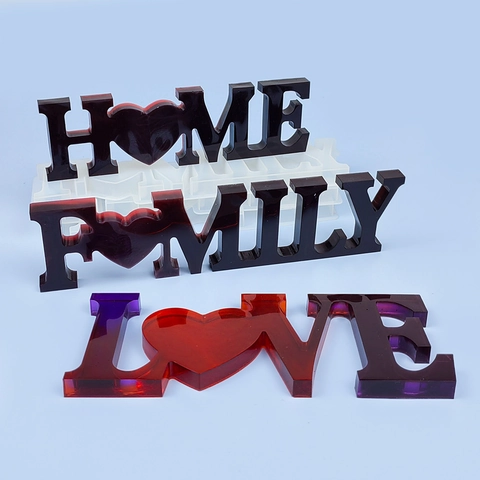 Molde De Silicona Palabra Alfabeto HOME FAMILY LOVE Forma De Corazón Fundición De Resina Bricolaje Adorno