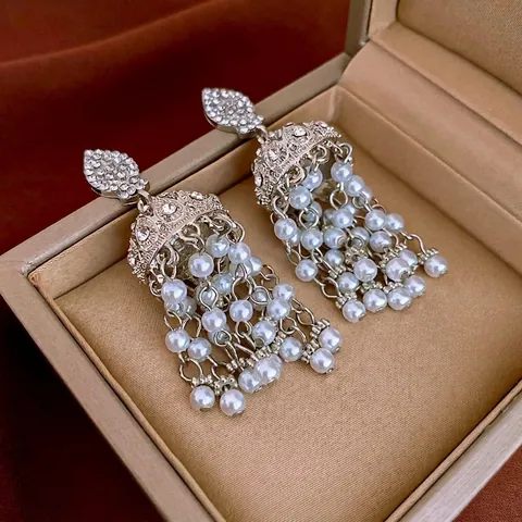 Orecchini a Pendente Con Nappa di Künstliche Perle Stile Palazzo Vintage Lega Strass Con Perno in Argento Gioielli di Lusso Per Donna