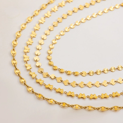 18K Vergulde Roestvrijstalen Kettingen Elegante Vlinder Bloem Geometrische Schijf Sieraden Waterdicht Voor Vrouwen