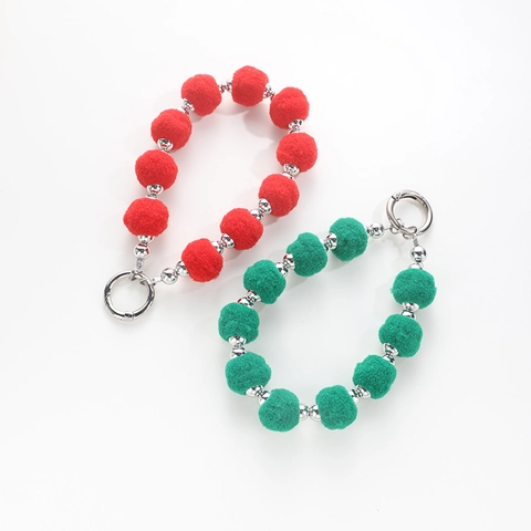 Porte-Clés En Peluche Douce Avec Perles Métalliques Pendentif De Sac Coloré Pour Femmes Filles Accessoire Mignon