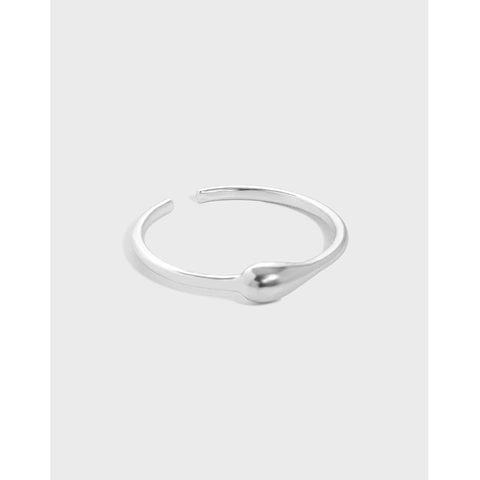 Minimalist S925 Sterling Silver Teardrop Open Ring For Women Adjustable Water Drop Finger Ring Electroplated Fashion Daily Jewelry