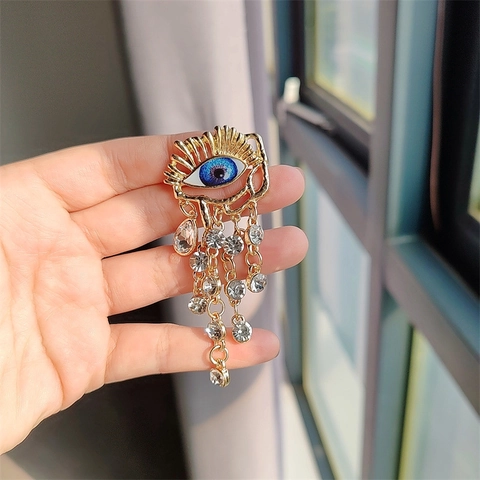 Spilla Vintage Barocca Malocchio In Lega Con Strass Blu E Nappa Di Cristallo Gioielli Esagerati Per Donna