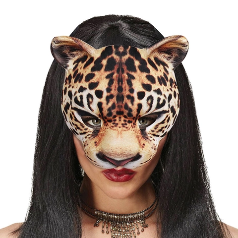 Leopard Tier Maske EVA Halbgesicht Maskerade Cosplay Halloween Party Atmungsaktives Kostüm Zubehör Für Erwachsene