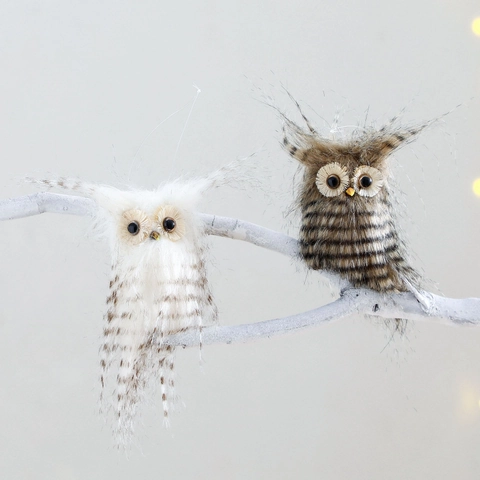 Adorno De Búho De Peluche Realista Decoración Colgante Para Árbol De Navidad Piel Artificial Pájaro Animal Simulado