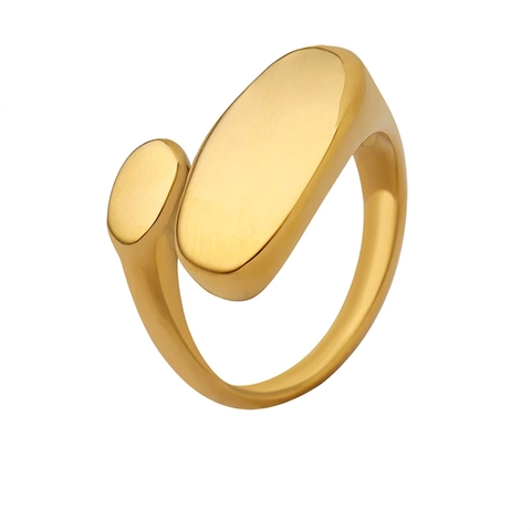 Minimalistischer Unregelmäßiger Geometrischer Offener Ring Titanstahl 18 Karat Vergoldet Verstellbar Ästhetischer Schmuck Für Damen