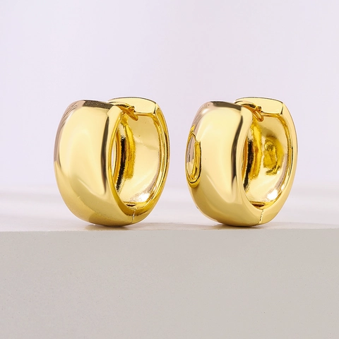Orecchini A Cerchio Spessi Rame Placcato Oro Minimalista Vintage Geometrico Huggie Per Le Donne Gioielli In Stile INS