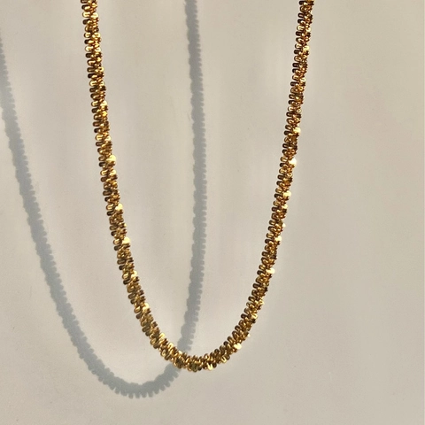Collier Chaîne Acier Inoxydable Plaqué Or 18K Texturé Gypsophila Style Rétro Vintage Bijoux Pour Femmes Hommes
