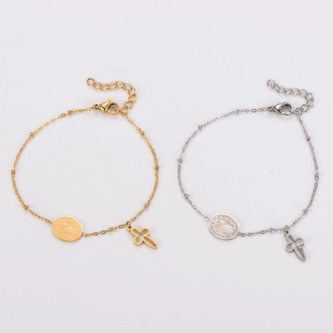 Minimalistisches Edelstahlarmband Mit Kreuz Und Benediktusmedaille Religiöser Schmuck Verstellbare Kette Für Damen Und Herren