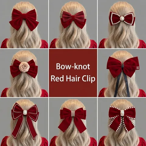 Pinza Para El Cabello De Lazo Grande Terciopelo Satén Cinta Serpentinas Largas Elegante Horquilla Mujeres Boda Fiesta Accesorios
