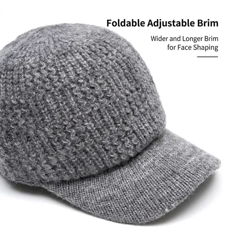 Gorra De Béisbol De Punto Para Mujer Acrílico Pelo De Conejo Cálida Invierno Ajustable Color Sólido Moda Casual Exterior