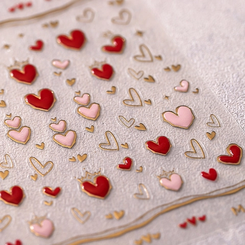 Heart Star Moon Nail Art Stickers Embossed Metallic Gold Self Adhesive Manicure Decoration For Women Luxury Style