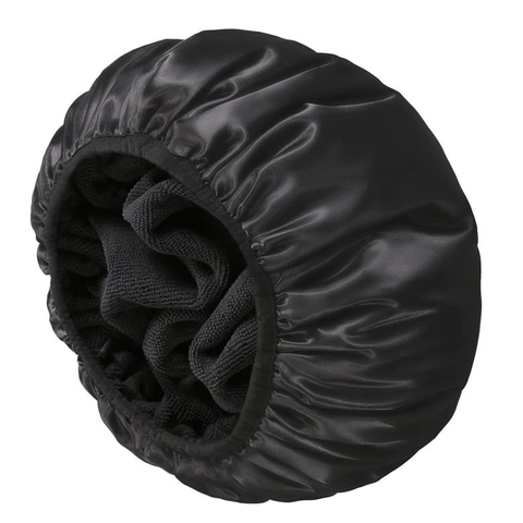 Dreilagige Wasserdichte Duschhaube Satin Wiederverwendbare Bademütze Mit Mikrofaserfutter Elastisch Für Den Haarschutz Erwachsene