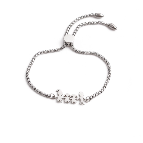 Dreamcatcher Feather Family Members Silhouette Bracelet Stainless Steel Adjustable Bolo Clasp Box Chain Jewelry Gift For Women