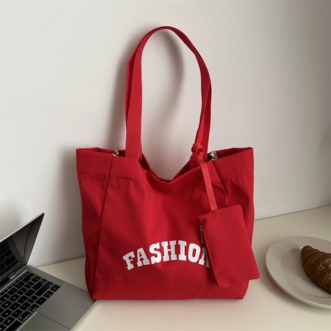 Modische Oxford Stoff Tote Bag Mit Buchstaben Druck Große Kapazität Pendler Schultertasche Mit Passendem Beutel