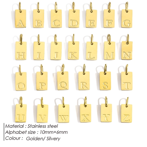 Roestvrijstalen Alfabet Hangers Collectie Goud Staal Gepolijst DIY Sieraden Maken Bedels Voor Ketting Armband Craft