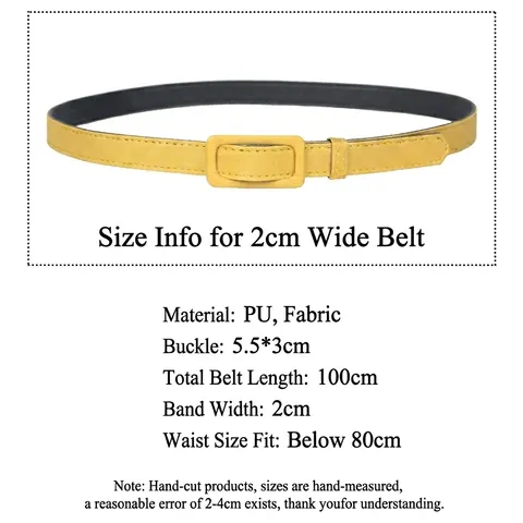 Women Waist Belt PU Leather Fabric Square Buckle Versatile Dress Accessory Fashion Simple Solid Color Cinch Elegant